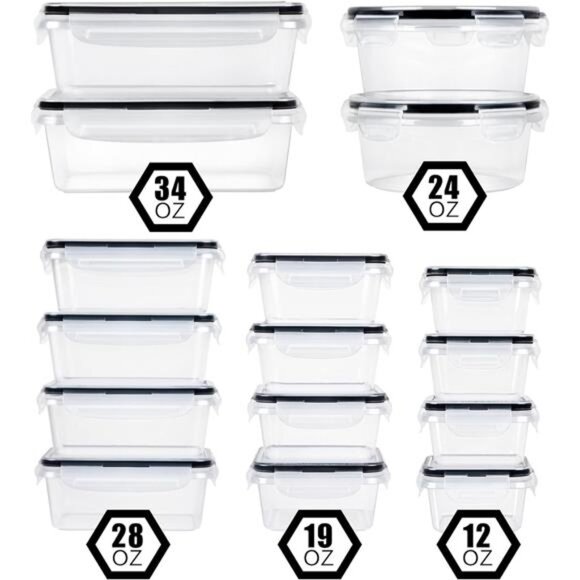 32 Piece Food Storage Container with Lids (16 Containers + 16 Lids) - Plastic - Picture 3 of 7